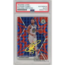 Stephen Curry 2019-20 Panini Mosaic Reactive (Yellow Ink) Autograph #70 - PSA/DNA