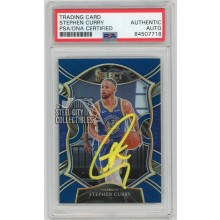 Stephen Curry 2020-21 Select Blue Concourse (Yellow Ink) #57 - PSA/DNA