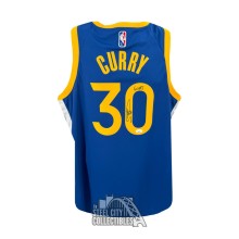 Stephen Curry GOAT Autographed Golden State Warriors Blue Authentic Nike 75th Anniversary Icon Edition Basketball Jersey - JSA (XL)