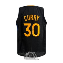 Stephen Curry Autographed Golden State Custom Black Basketball Jersey - JSA (Blue Stripe)