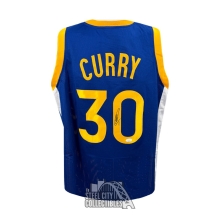 Stephen Curry Autographed Golden State Custom Blue Basketball Jersey - JSA