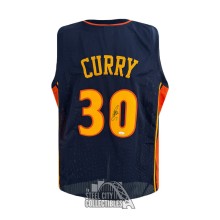 Stephen Curry Autographed Golden State Custom Navy Basketball Jersey - JSA (Sticker On Bottom)