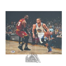 Stephen Curry Autographed Golden State Warriors 11x14 Basketball Photo - PSA/DNA (vs LeBron, Blue Ink)