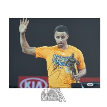 Stephen Curry Autographed Golden State Warriors 11x14 Basketball Photo - PSA/DNA (Trophy, Black Ink)