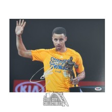 Stephen Curry Autographed Golden State Warriors 11x14 Basketball Photo - PSA/DNA (Trophy, Silver Ink)