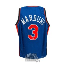 Stephon Marbury Autographed New York Custom Blue Basketball Jersey - BAS