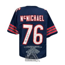Steve McMichael Autographed Chicago Stats Custom Navy Football Jersey - JSA