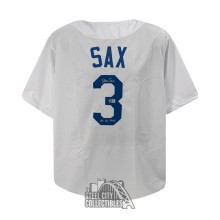 Steve Sax 1982 NL ROY Autographed Los Angeles Custom White Baseball Jersey - BAS