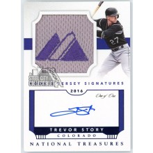 Trevor Story 2016 Panini National Treasures Rookie Majestic Patch Autograph Card #RJSV-TS 1/1