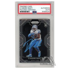 D'Andre Swift 2020 Panini Chronicles Prizm Black Autograph RC Card #PB-8 PSA/DNA (Light Blue)