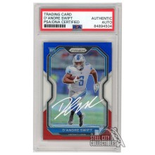 D'Andre Swift 2020 Panini Prizm Red White Blue Autograph RC Card #358 PSA/DNA (White)