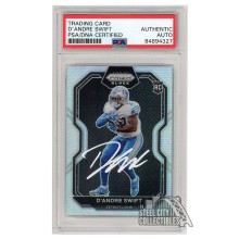 D'Andre Swift 2020 Panini Chronicles Prizm Black Silver Autograph RC Card #PB-8 PSA/DNA (White)