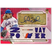 Noah Syndergaard 2018 Topps Triple Threads Red Patch Autograph Card #TTAR-NS5 1/1