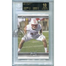 TJ Watt 2017 Leaf Draft #62 Rookie Card BGS 10 Pristine Black Label