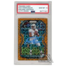 Tua Tagovailoa 2020 Panini Prizm Orange Lazer Autograph RC Card #339 PSA/DNA 10 (Light Blue)
