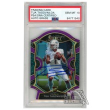 Tua Tagovailoa 2020 Panini Select Concourse Purple Die-Cut Autograph RC Card #45 PSA/DNA 10