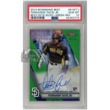Fernando Tatis Jr 2019 Bowman's Best Best of 2019 Green Refractor Rookie Autograph Card #B19-FTJ 84/99 PSA 10