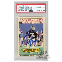 Lawrence Taylor 1983 Topps Stickers Autograph Card #28 PSA/DNA 10