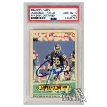 Lawrence Taylor 1983 Topps Stickers Autograph Card #28 PSA/DNA