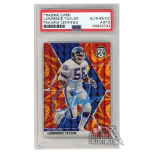 Lawrence Taylor 2020 Panini Mosaic Reactive Orange Autograph Card #154 PSA/DNA (Light Blue)