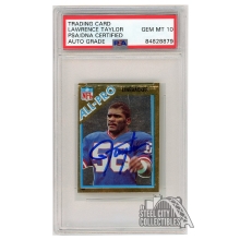 Lawrence Taylor 1982 Topps Stickers Autograph Rookie Card #144 PSA/DNA 10