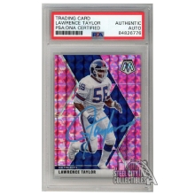 Lawrence Taylor 2020 Panini Mosaic Camo Pink Autograph Card #154 PSA/DNA (Light Blue)