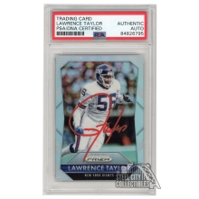 Lawrence Taylor 2015 Panini Prizm Silver Autograph Card #56 PSA/DNA (Red)