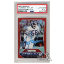 Lawrence Taylor 2015 Panini Prizm Red Autograph Card #56 PSA/DNA (Light Blue)
