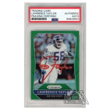 Lawrence Taylor 2015 Panini Prizm Green Autograph Card #56 PSA/DNA (Red)