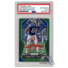 Lawrence Taylor 2019 Panini Prizm Green Autograph Card #293 PSA/DNA (Red)