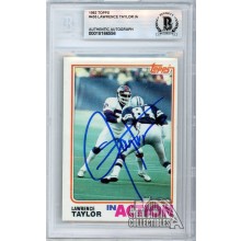 Lawrence Taylor 1982 Topps In Action Autograph Rookie Card #435 BAS