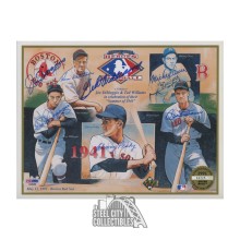 Ted Williams, Joe DiMaggio Autographed 1991 Upper Deck Heroes 8.5x11 Lithograph - PSA/DNA LOA