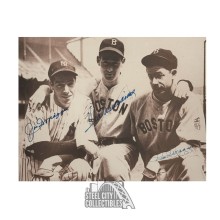 Ted Williams, Joe DiMaggio, Dom DiMaggio Autographed 11x14 Baseball Photo - JSA LOA (Sepia)