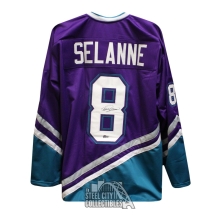 Teemu Selanne Autographed Anaheim Custom Purple Hockey Jersey - BAS