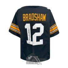 Terry Bradshaw Autographed Pittsburgh Black Custom Football Jersey - BAS (New Cert Sticker)