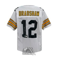 Terry Bradshaw Autographed Pittsburgh Custom White Football Jersey - BAS