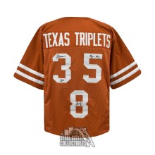 Texas Triplets Autographed Custom Orange Football Jersey - BAS