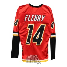Theo Fleury Autographed Calgary Custom Red/Black Hockey Jersey - BAS