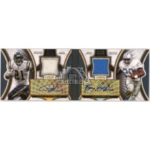 LaDainian Tomlinson Barry Sanders 2015 Topps Supreme Dual Patch Autograph Booklet Card #SDAP-TS 4/15