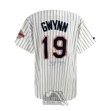 Tony Gwynn Autographed Game Used San Diego Padres Russell Baseball Jersey - JSA/Dave Miedema