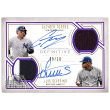 Gleyber Torres Luis Severino 2019 Topps Definitive Dual Game-Used Patch Autograph Card #DAR-TS 09/10