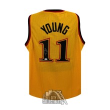 Trae Young Autographed Atlanta Custom Yellow Basketball Jersey - JSA