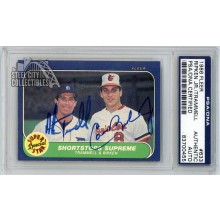 Cal Ripken Jr Alan Trammell 1986 Fleer Dual Autograph Card #633 PSA/DNA (Damage)