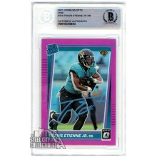 Travis Etienne Jr 2021 Panini Donruss Optic Pink Autograph Rookie Card #214 BAS (Light Blue)