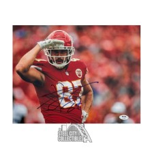 Travis Kelce Autographed Kansas City Chiefs 11x14 Football Photo - PSA/DNA (Looking)