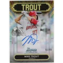 Mike Trout 2022 Bowman Sterling Signage Autograph Card #SSA-MT 51/99