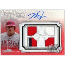 Mike Trout 2020 Topps Sterling Seasons Red Quad Patch Autograph Card #SSAR-MTR 5/5