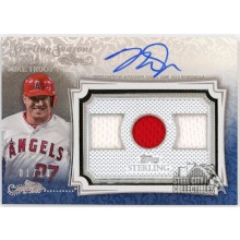 Mike Trout 2020 Topps Sterling Seasons Triple Jersey Autograph Card #SSAR-MT 1/10