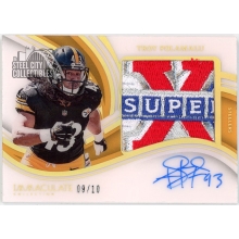 Troy Polamalu 2023 Panini Immaculate Super Bowl Logo Patch Autograph Card #PP-TRO 9/10