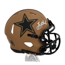 Troy Aikman Autographed Dallas Cowboys Salute To Service Mini Football Helmet - BAS